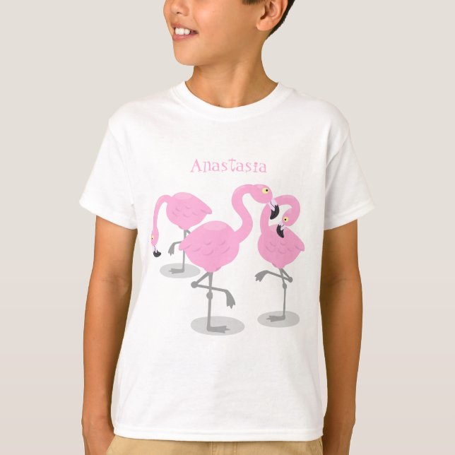 T-shirt Caricature en trio flamand rose mou (Devant)