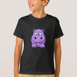 T-shirt caricature-hippo mignon adorable violet amical