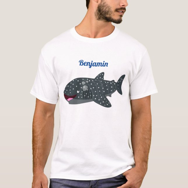 T-shirt Caricature joli requin baleine joyeux (Devant)