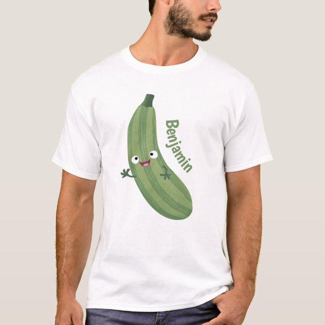T-shirt Caricature joyeux de courgettes mignonnes (Devant)