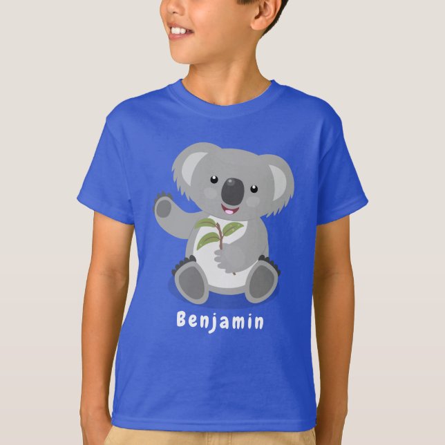 T-shirt Caricature joyeux koala agitant (Devant)