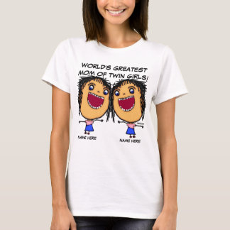 T-shirt Caricature Maman Of Twin Girls