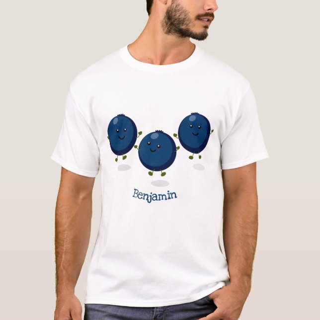 T-shirt Caricature mignonne de bleuets violets (Devant)