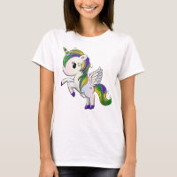Caricature mignonne Mardi Gras Unicorn Pegasus