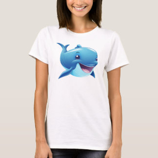T-shirt Caricature mignonne souriante Baleine bleue Illust