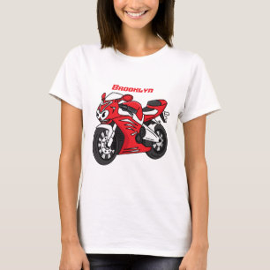T-shirt Caricature moto de sport rouge mou