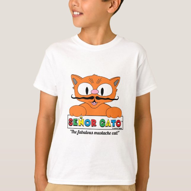 T-shirt Caricature Mustache Chat mignonne Humoristique (Devant)