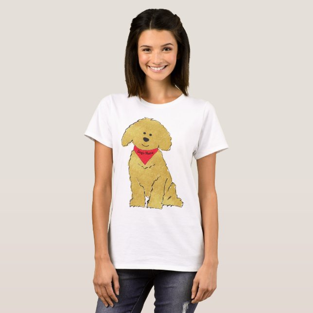 T-shirt Caricature personnalisée Cute Goldendoodle Chiot (Devant entier)