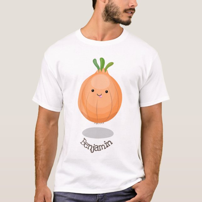 T-shirt Caricature vert oignon brun joli (Devant)