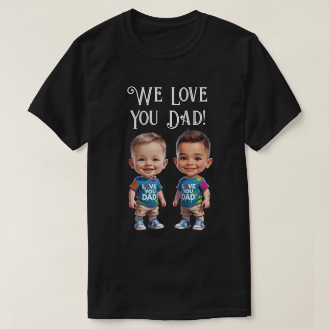 T-shirt Caricatures personnalisées "nous t'aimons papa" (Design devant)
