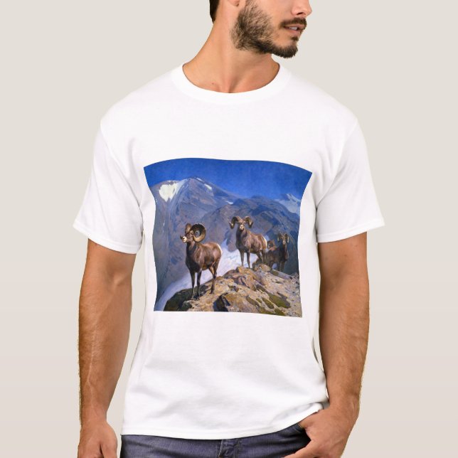 T-shirt Carl Rungius Big Horn Sheep sur Wilcox Pass (Devant)