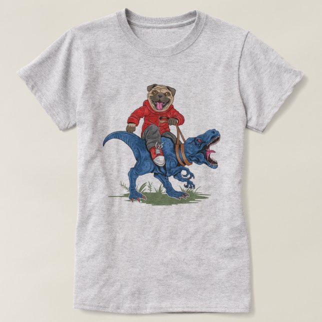 T-shirt Carlin À Cheval D'Un Dinosaure (Design devant)