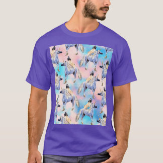 T-shirt Carlin à cheval sur une licorne graphique