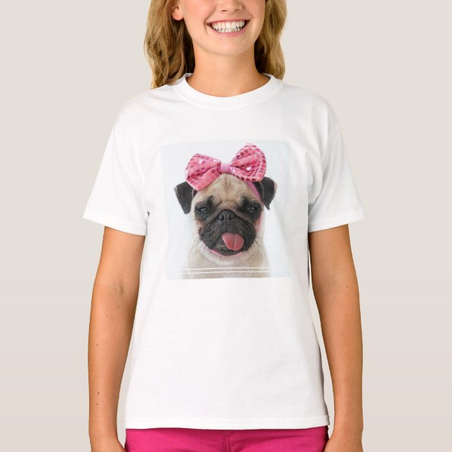 T-shirt Carlin à cou rose (Devant)