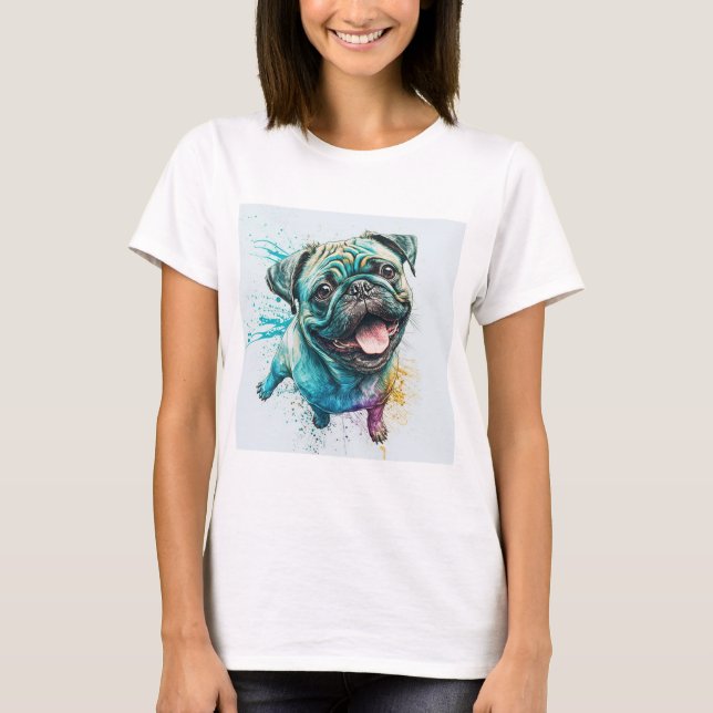 T-shirt carlin amoureux des chiens chien maman T-s (Devant)
