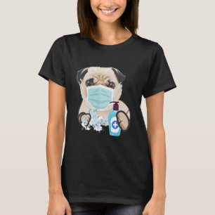 T-shirt Carlin Amoureux des chiens Masque Visage Santé Fl