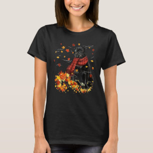T-shirt Carlin Automne Chiens Écharpe Feuilles Automne Feu