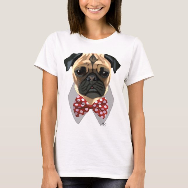 T-shirt Carlin avec Cravate à mâchoire rouge et blanc (Devant)