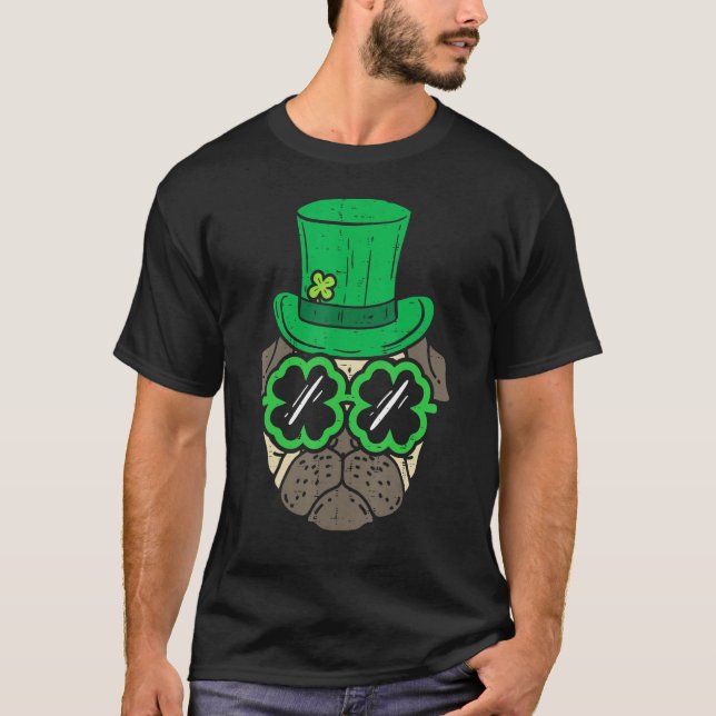 T-shirt Carlin Casquette Leprechaun Shamrock lunettes St p (Devant)