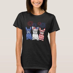 T-shirt Carlin Chien 4 juillet États-Unis Drapeau Feu de t