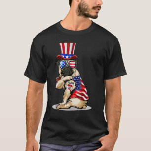 T-shirt Carlin Chien 4 juillet nous lunettes Drapeau Chien