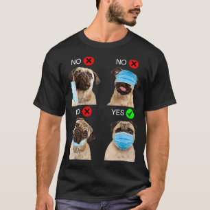 T-shirt Carlin Chien Comment Porter Un Masque Visage Drôle