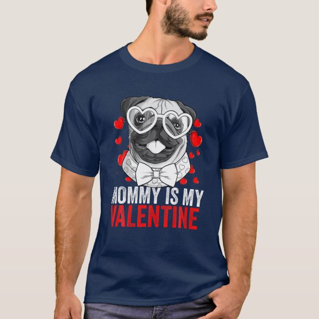 T-shirt Carlin Chien race Nerd lunettes maman Est Ma Valen (Devant)