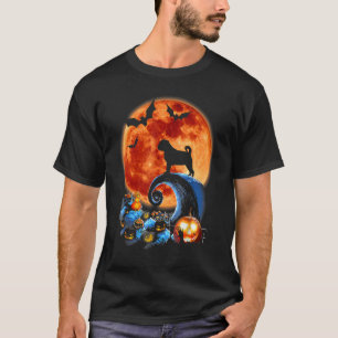 T-shirt Carlin Chien Scary Et Lune Halloween Costume