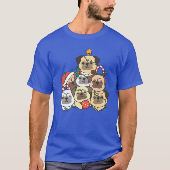 T-shirt Carlin Christmasree Funny Animal cadeau de Noël (Devant)