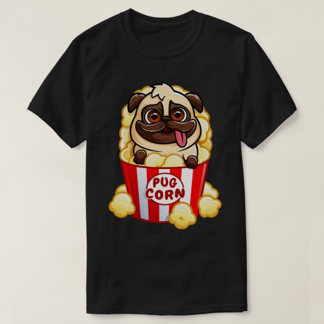 T-shirt Carlin Corn Funny Popcorn Chien Pun (Design devant)