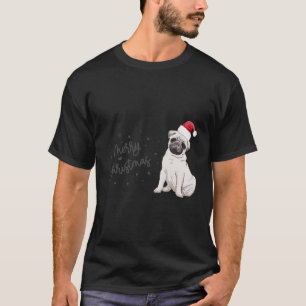 T-shirt Carlin de Noël Santa Hat Chien Propriétaire Maman