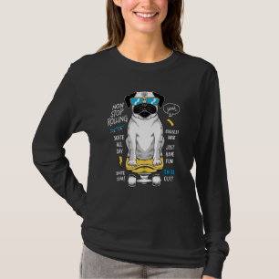 T-shirt Carlin de skateboard Chien de skateboard Carlin de