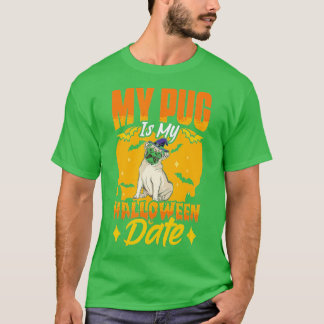 T-shirt Carlin Halloween Citrouille chien propriétaire ani