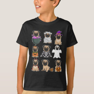T-shirt Carlin Halloween Costume Éffrayant Fantôme Citroui