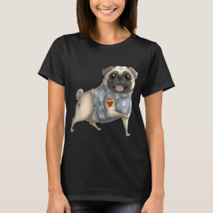 T-shirt Carlin I Love Mom Tattoo Dog Funny Mother's Day Ca