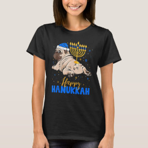 T-shirt Carlin juif Menorah Joyeux Hanoukka Chien Chanukah
