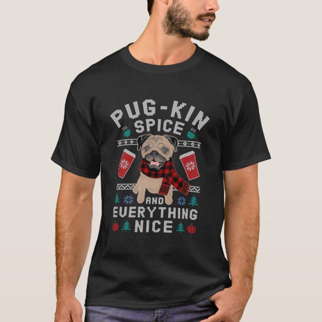 T-shirt Carlin Kin épice Latte Pugkin Carlin Chien Pugkin  (Devant)