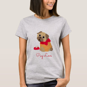 T-shirt Carlin Love mignon chien carlin amoureux des anima