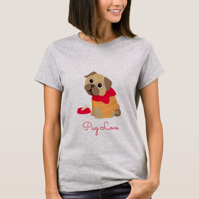T-shirt Carlin Love mignon chien carlin amoureux des anima (Devant)