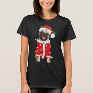 T-shirt Carlin Lover Xmas Éclairage Santa Hat Carlin Noël