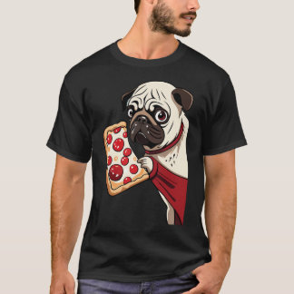 T-shirt carlin mangeant une pizza
