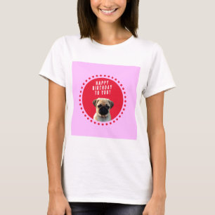 T-shirt Carlin mignon Chien Chien Heureux Anniversaire Chi