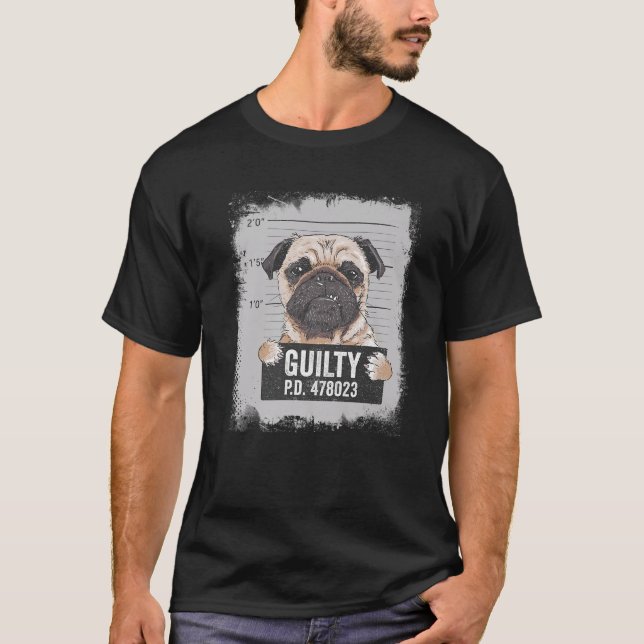 T-shirt Carlin Mug Tiré Mauvais Chien (Devant)