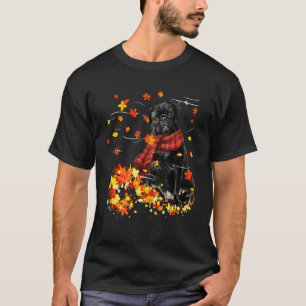 T-shirt Carlin Noir D'Automne Écharpe Rouge Feuille D'Auto