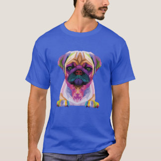 T-shirt Carlin Polygon Chien Chien Propriétaire ami rétro