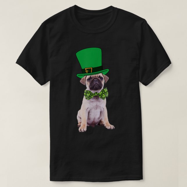 T-shirt Carlin St Patrick's Day Chien costume vert Leprech (Design devant)