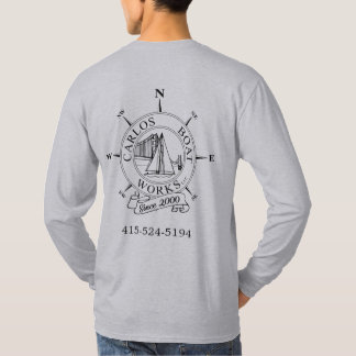 T-shirt Carlos Boat Works LLC Logo Gris Basique Long Manch