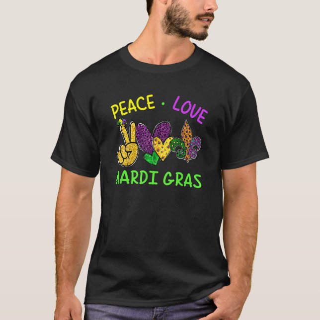T-shirt Carnival For Hippies Peace Love Mardi Gras Long  1 (Devant)