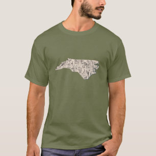 T-shirt Carolina Nord Antique Formé Carte Vintage Image