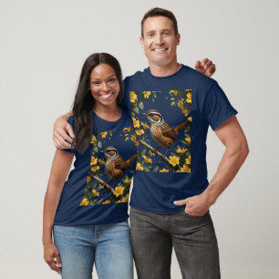 T-shirt Carolina Wren Entouré De Jessamine Jaune